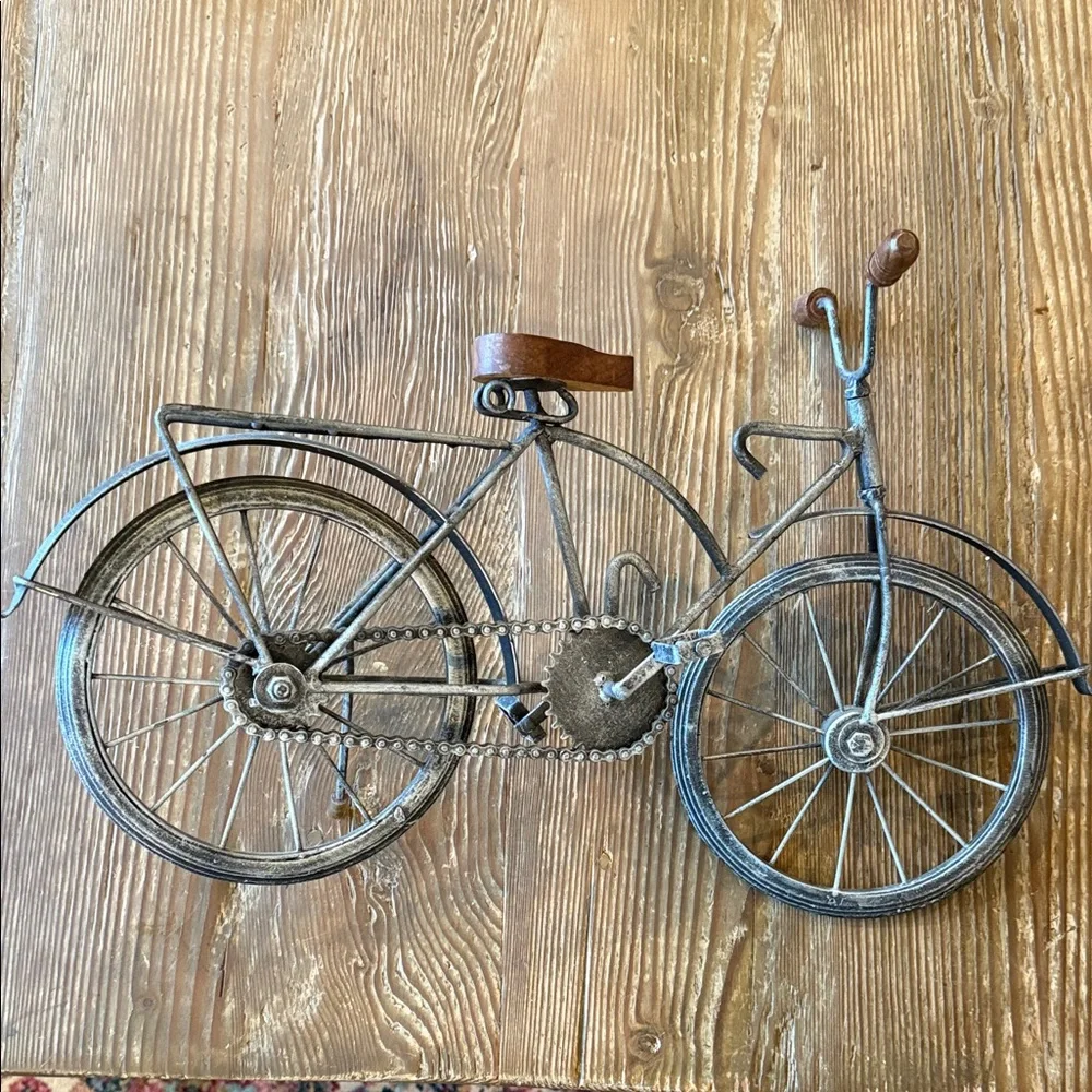 Rustic Metal Bicycle decor wooden seat and handlebars